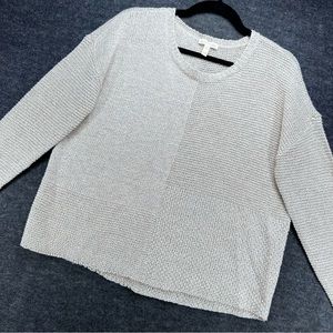 Eileen Fisher Sweater Womens Medium Tan Linen Blend Knit Block